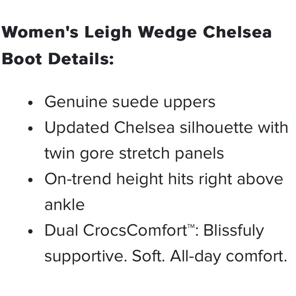 EUC CROCS Leigh Chelsea Wedge Booties, Size 7 - Picture 9 of 9